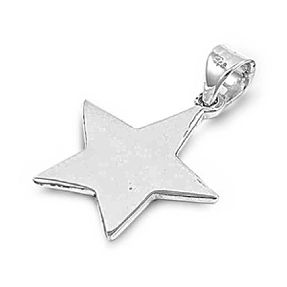 High Polish Star Pendant .925 Sterling Silver Shiny Celestial Outer Space Charm