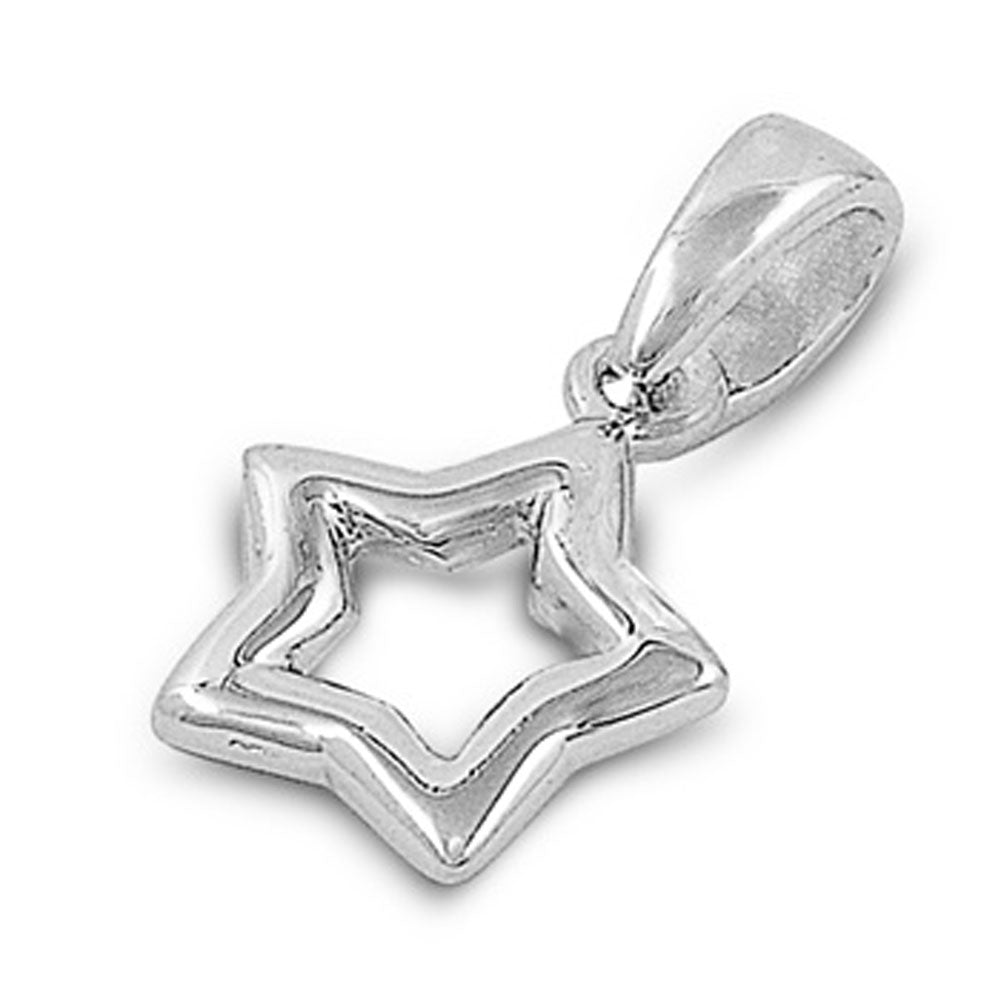 Open Bubble Star Outline Pendant .925 Sterling Silver High Polish Cute Charm