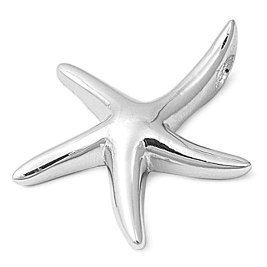 High Polish Whimsical Starfish Pendant .925 Sterling Silver Shiny Seashell Charm