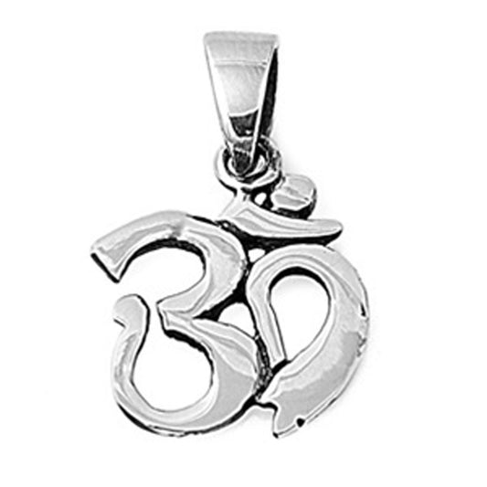 Om Symbol Pendant .925 Sterling Silver Hinduism Buddhism Aum Sacred Charm