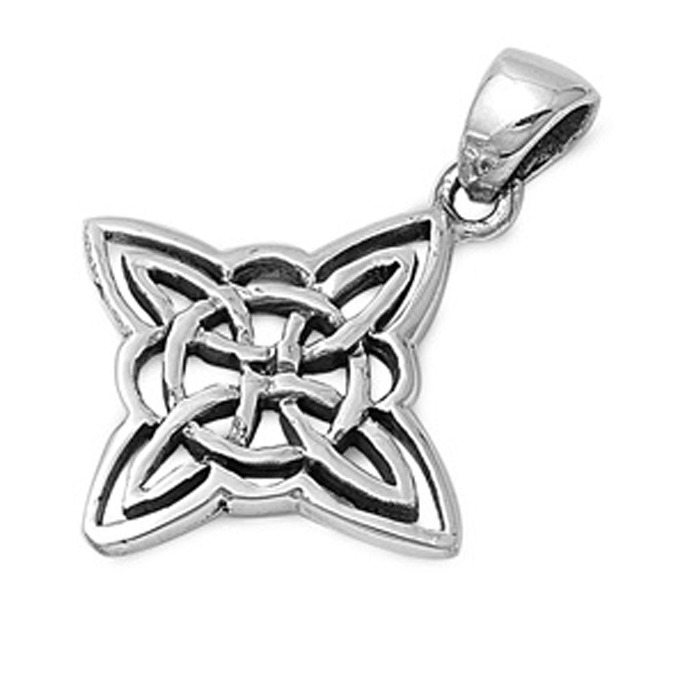 Infinity Knot Celtic Loop Four Point Star Pendant .925 Sterling Silver Charm