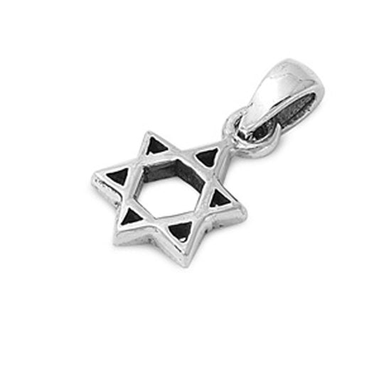 High Polish Star of David Pendant .925 Sterling Silver Six Pointed Figure Charm