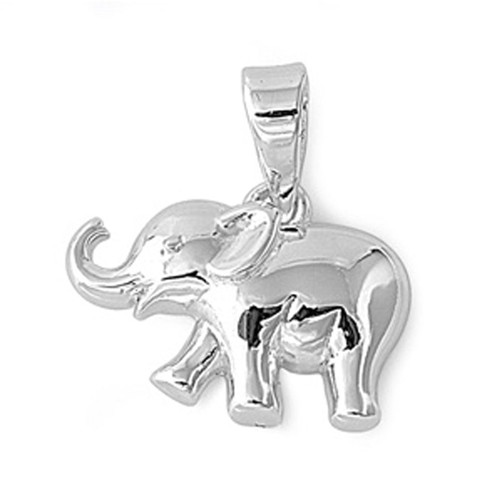 Baby Animal High Polish Elephant Pendant .925 Sterling Silver Cute Shiny Charm