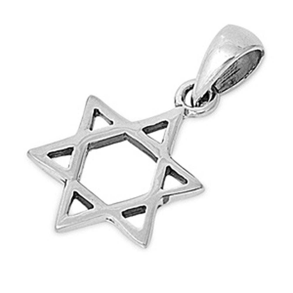High Polish Star of David Pendant .925 Sterling Silver Jewish Israeli Charm