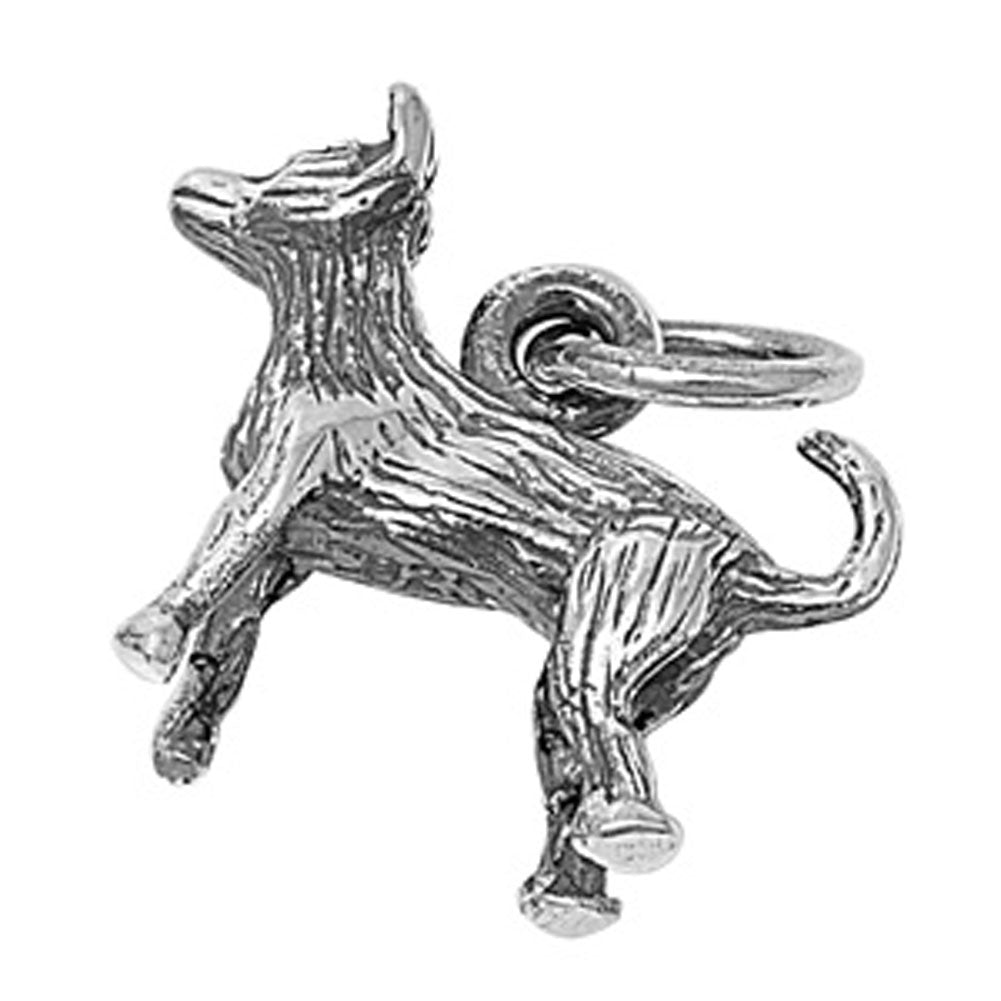 Animal Grooved Texture Dog Pendant .925 Sterling Silver Pet Puppy Furry Charm