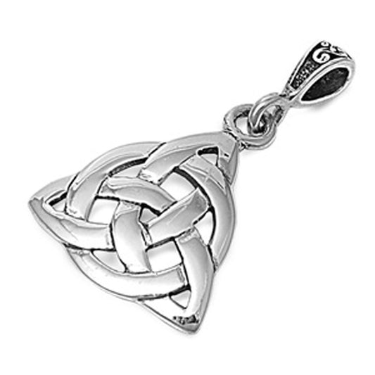 Endless Triquetra Celtic Knot Pendant .925 Sterling Silver Trinity Braid Charm