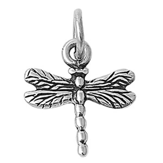 Intricate Wing Detailed Dragonfly Pendant .925 Sterling Silver Insect Bug Charm