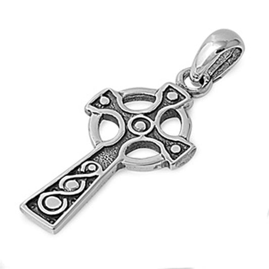 Vintage Oxidized Cross Pendant .925 Sterling Silver Infinity Knot Endless Charm