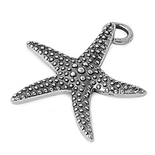 Realistic Animal Textured Starfish Pendant .925 Sterling Silver Bubble Charm