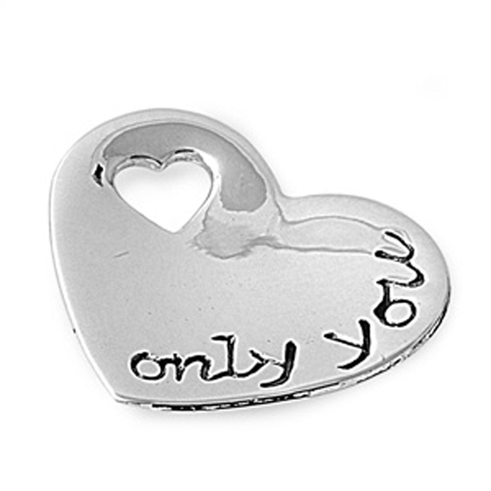 Only You High Polish Heart Pendant .925 Sterling Silver Cutout Promise Charm