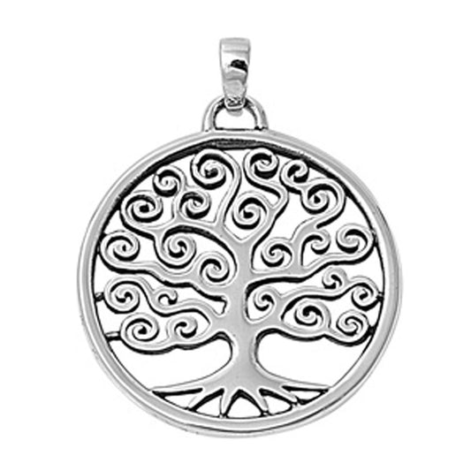 Open Pendant Filigree Swirl Tree of Life .925 Sterling Silver Cutout Leaf Charm