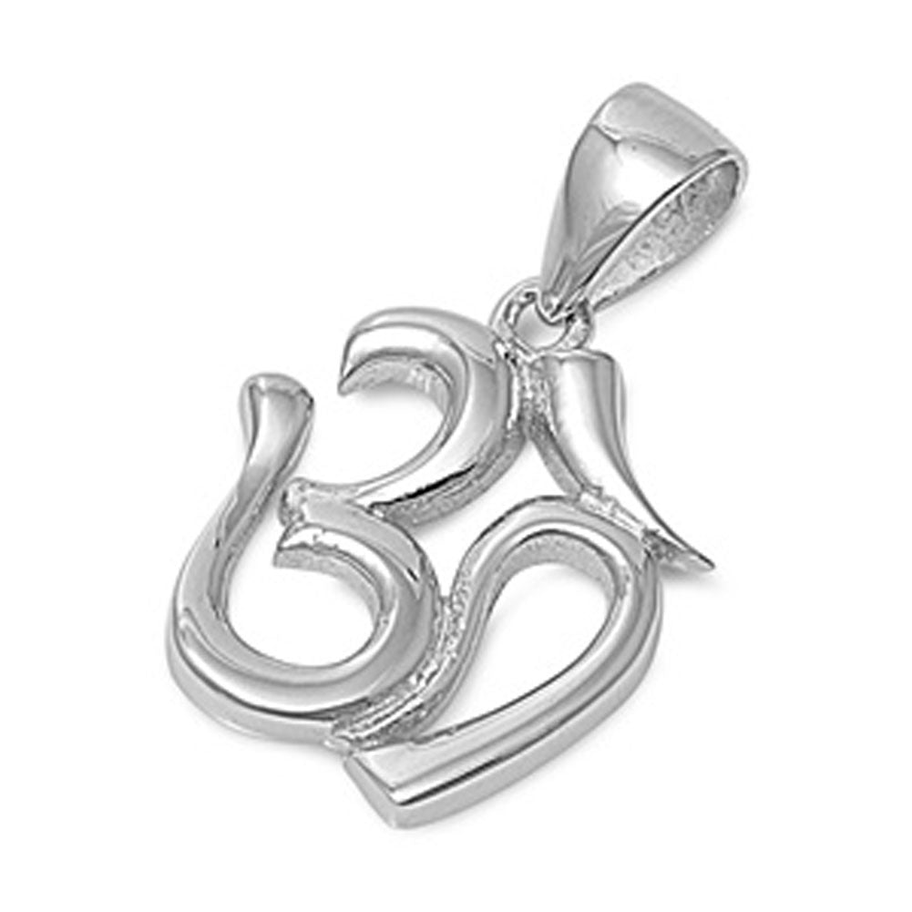 Om Symbol Pendant .925 Sterling Silver Buddhism Meditation Yogi Charm
