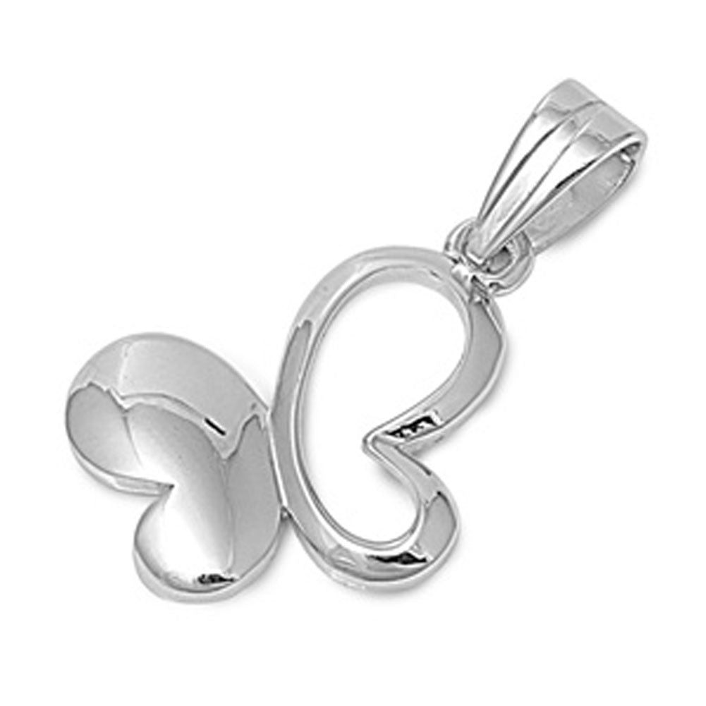 Animal Shiny Cutout Butterfly Pendant .925 Sterling Silver Promise Heart Charm