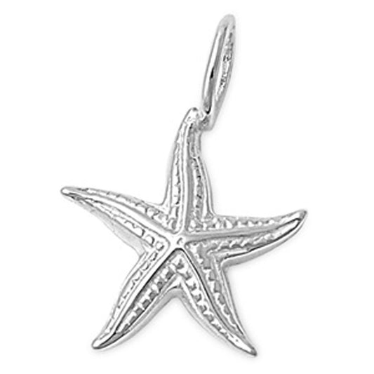 High Polish Animal Realistic Starfish Pendant .925 Sterling Silver Ocean Charm
