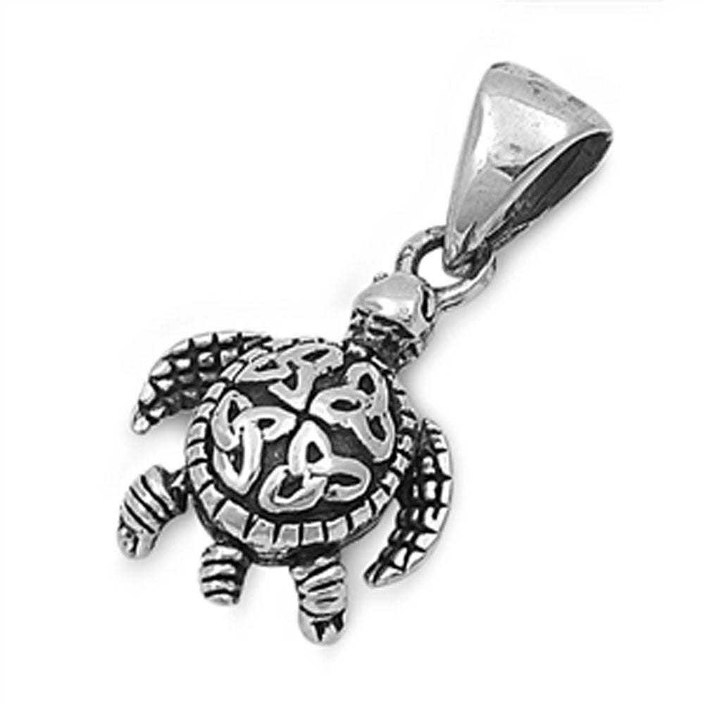 Triquetra Shell Celtic Turtle Pendant .925 Sterling Silver Trinity Knot Charm