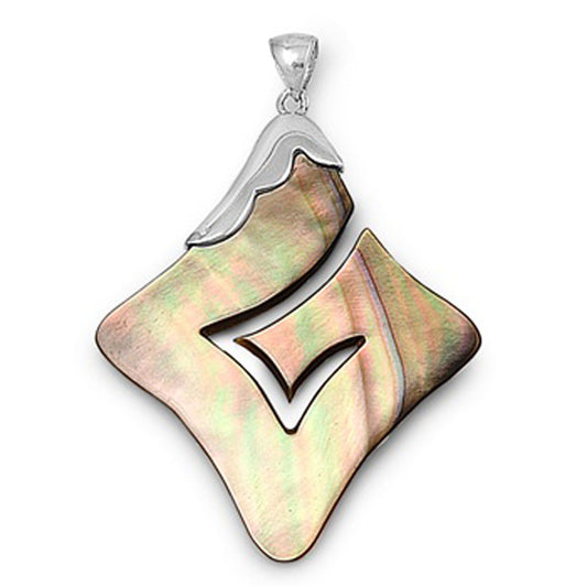 Abstract Cutout Spiral Pendant Simulated Abalone .925 Sterling Silver Charm