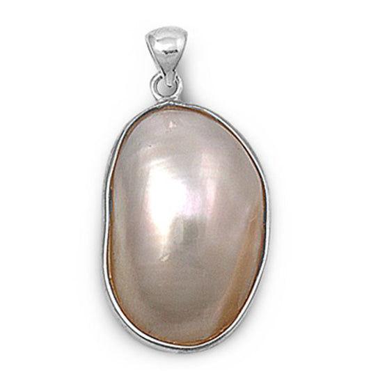 Abstract Oval Pendant Simulated Abalone .925 Sterling Silver Bubble Charm