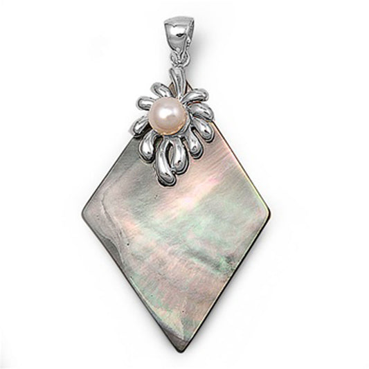 Abstract Bubble Burst Pendant Simulated Abalone .925 Sterling Silver Drip Charm