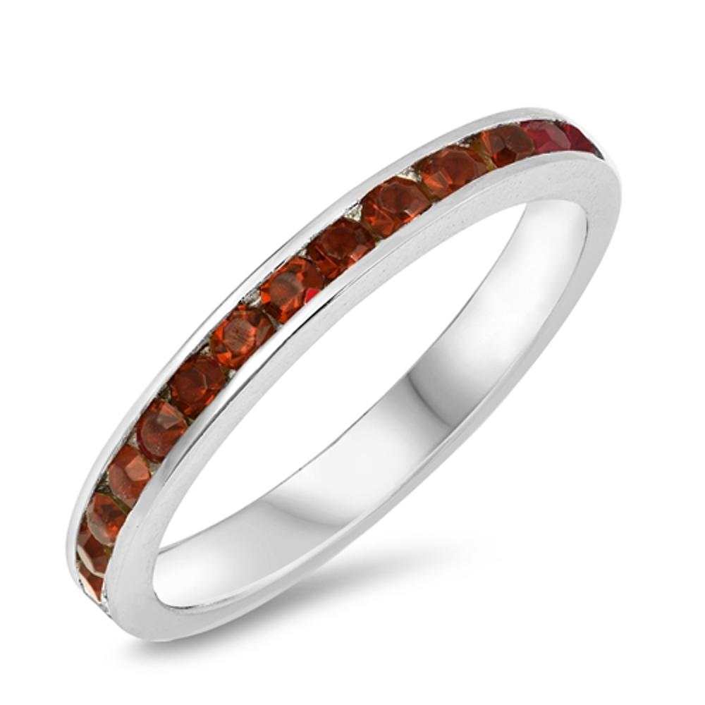 Garnet CZ Simple Elegant Unique Ring New .925 Sterling Silver Band Sizes 3-12
