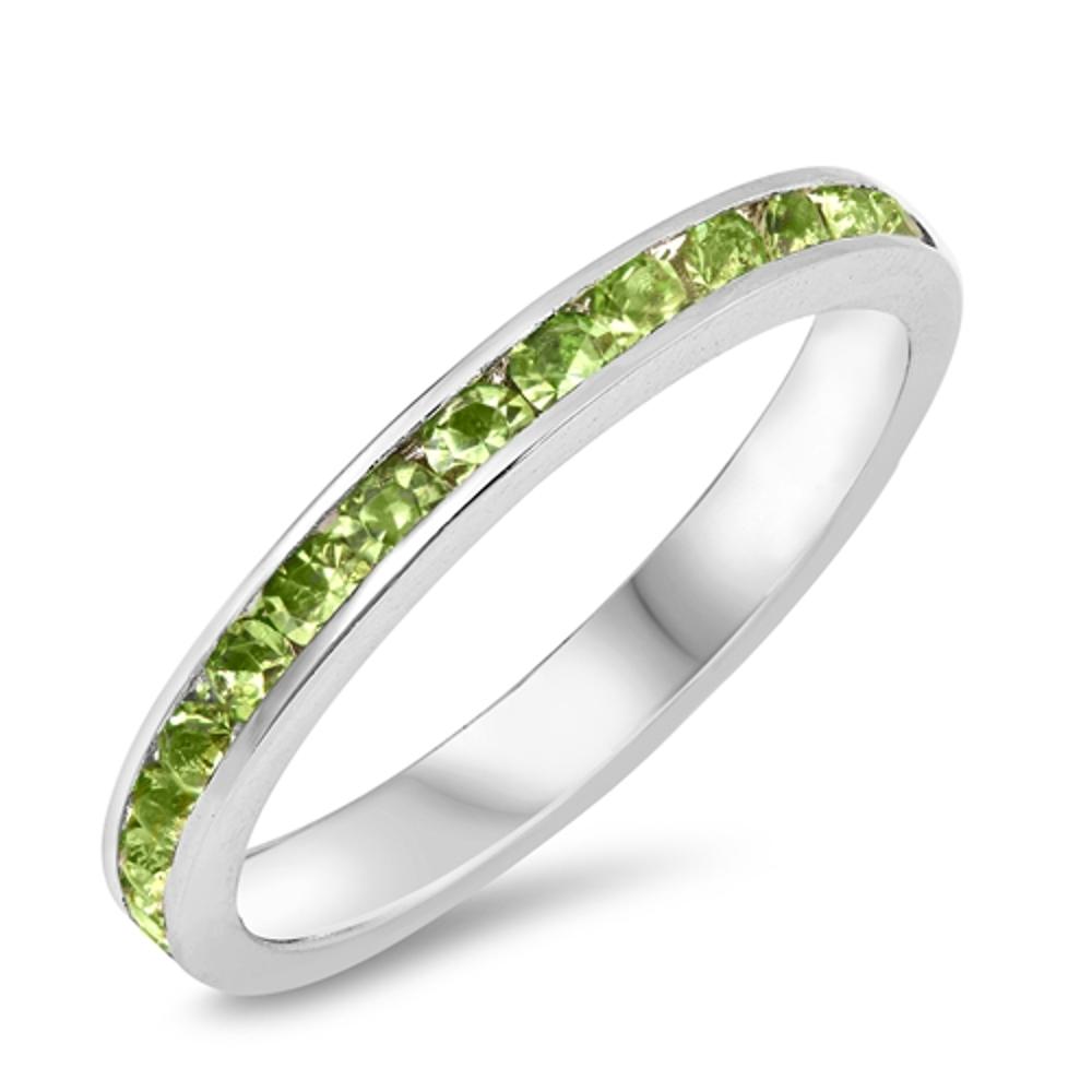 Peridot CZ Unique Eternity Ring New .925 Sterling Silver Band Sizes 3-12