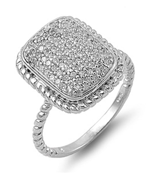 White CZ Wholesale Micro Pave Ring New .925 Sterling Silver Rope Band Sizes 4-10