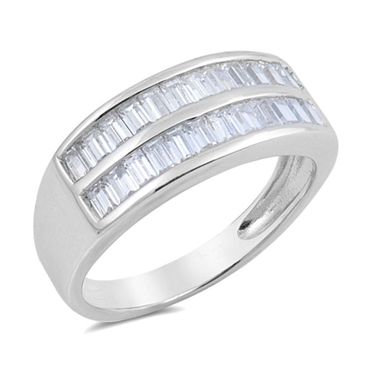 White CZ Beautiful Wedding Engagement Ring .925 Sterling Silver Band Sizes 6-10