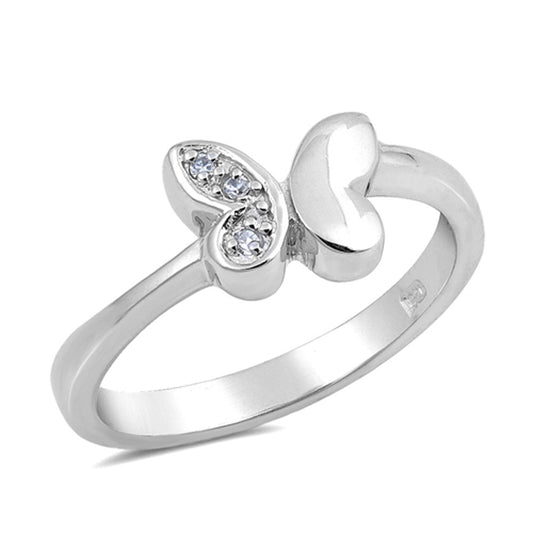White CZ Butterfly Animal Friendship Ring .925 Sterling Silver Band Sizes 5-9