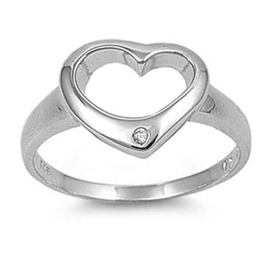 White CZ Cute Heart Promise Ring New .925 Sterling Silver Band Sizes 4-9
