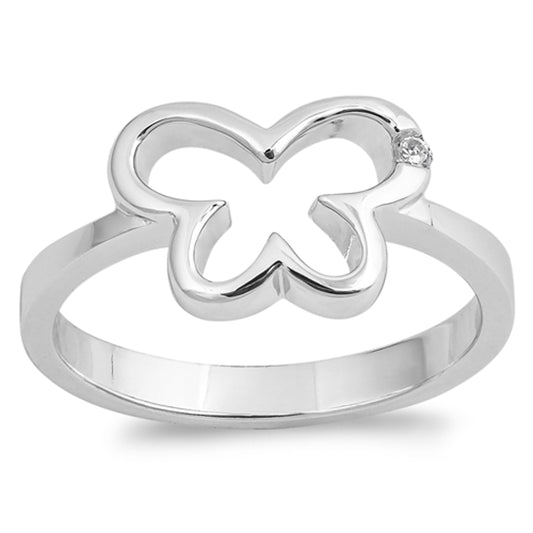 Clear CZ Unique Cutout Butterfly Ring New .925 Sterling Silver Band Sizes 5-9