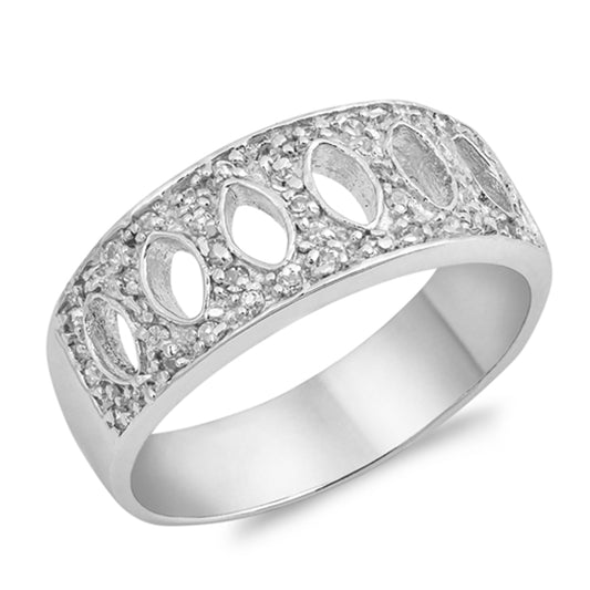 White CZ Wholesale Marquise Cutout Ring New .925 Sterling Silver Band Sizes 6-10