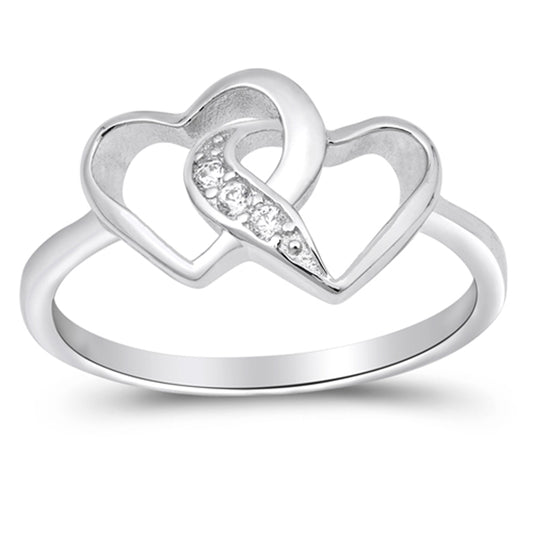 White CZ Interlocking Infinity Love Knot Heart Sterling Silver Ring Sizes 4-12