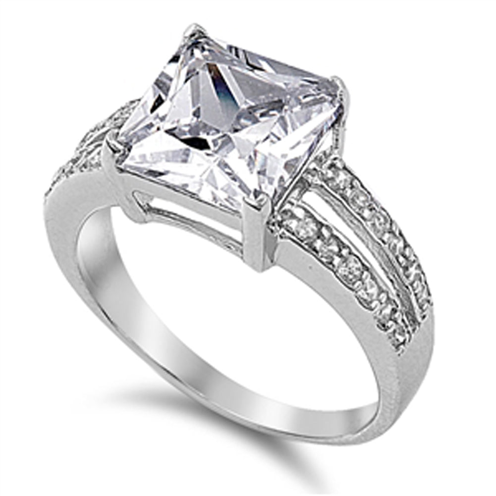 White CZ Polished Shiny Wedding Ring New .925 Sterling Silver Band Sizes 5-11