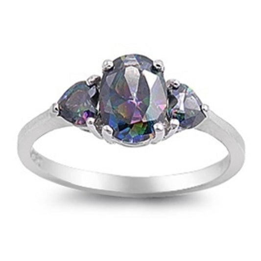 Women's Rainbow Topaz CZ Unique Ring New .925 Sterling Silver Band Sizes 4-12
