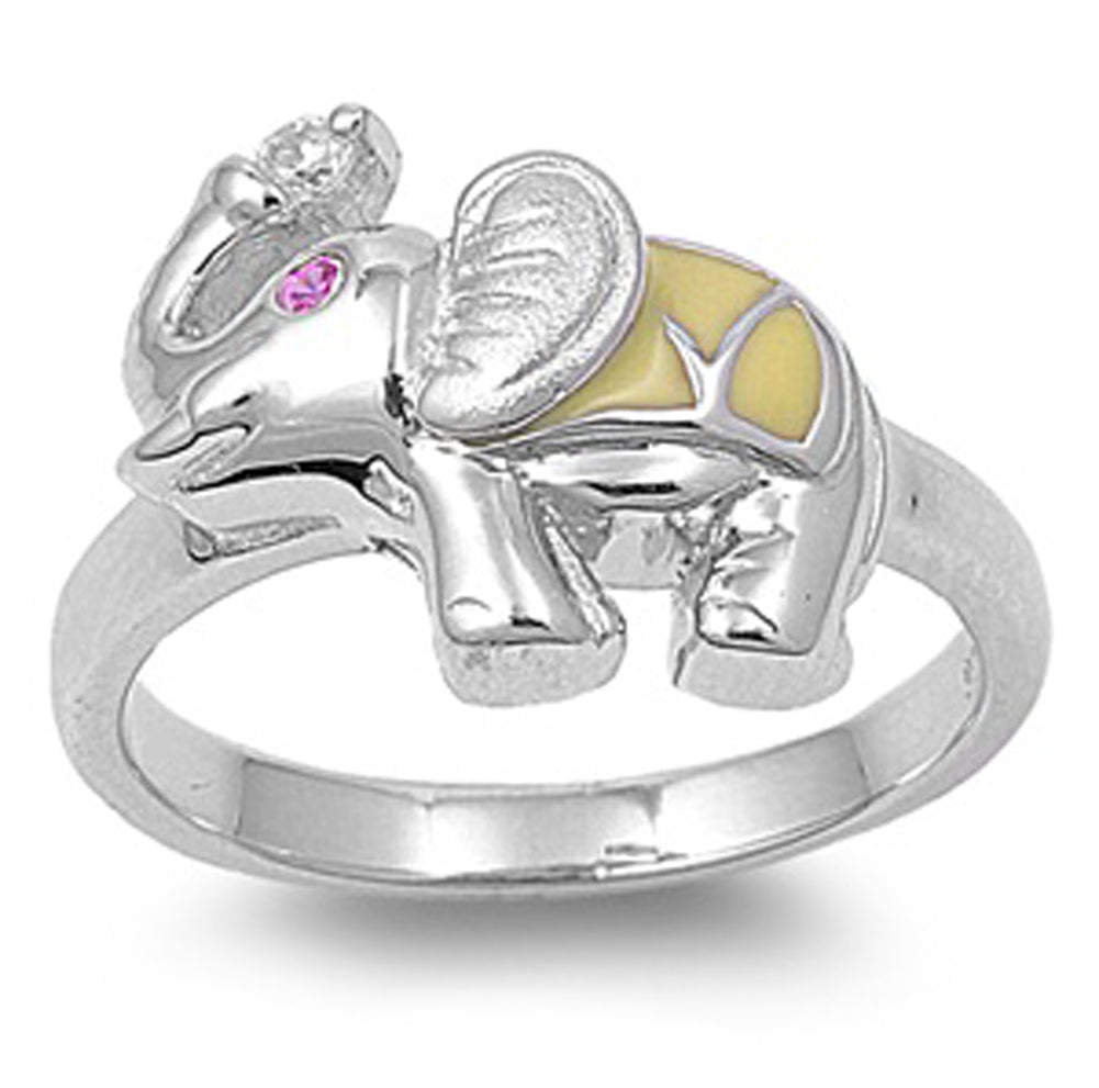Pink CZ Cute Animal Elephant Ring New .925 Sterling Silver Band Sizes 4-9