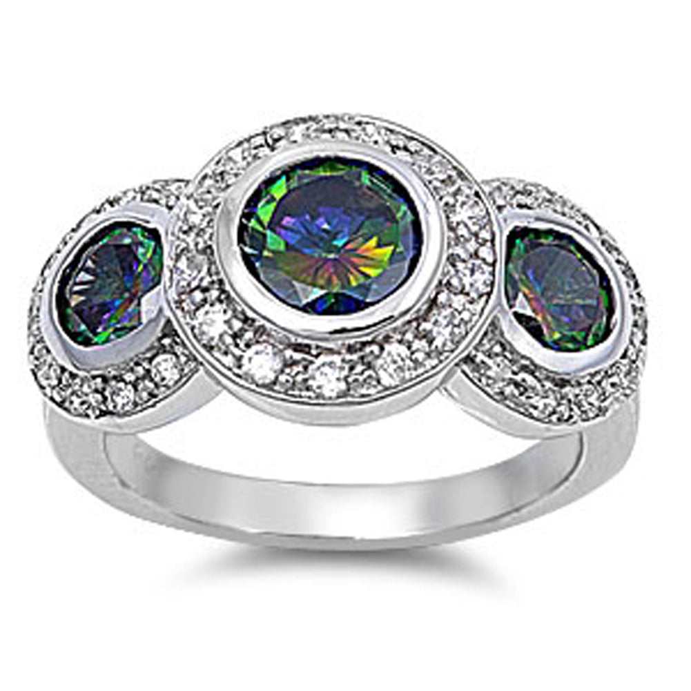Rainbow Topaz CZ Fashion Wedding Ring New .925 Sterling Silver Band Sizes 4-13