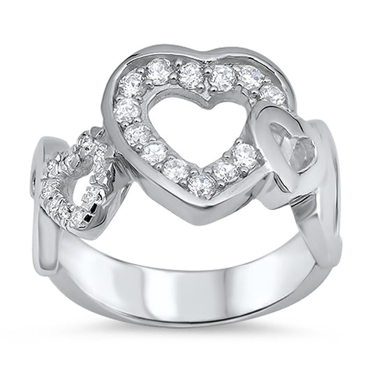 Heart Clear CZ Promise Friendship Ring New .925 Sterling Silver Band Sizes 5-9