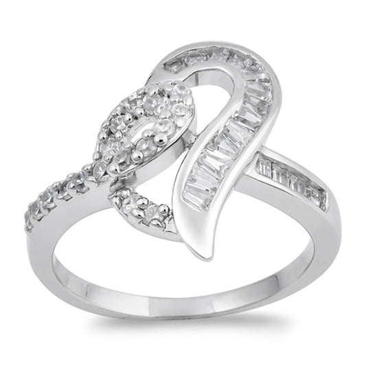 Clear CZ Promise Infinity Knot Heart Ring .925 Sterling Silver Band Sizes 5-9