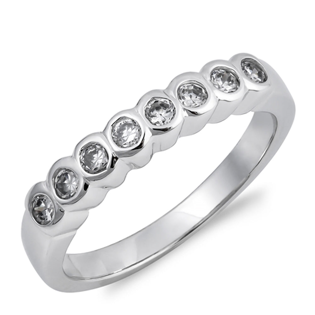 Clear CZ Wholesale Round Stackable Ring New .925 Sterling Silver Band Sizes 5-9