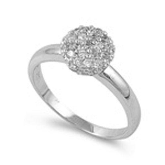 Clear CZ Promise Cluster Ball Ring New .925 Sterling Silver Band Sizes 5-9