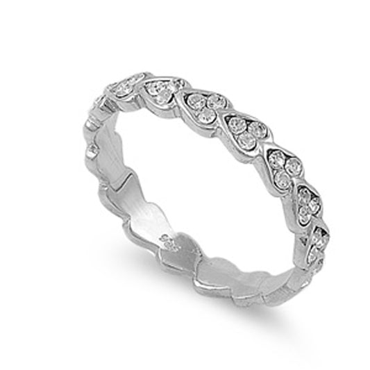 White CZ Wholesale Heart Stackable Ring New .925 Sterling Silver Band Sizes 4-10