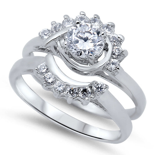 White CZ Polished Flower Elegant Ring New .925 Sterling Silver Band Sizes 5-10
