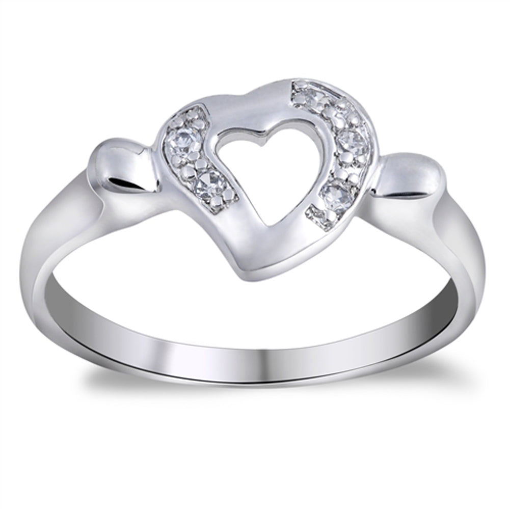 White CZ Promise Heart Purity Cutout Ring .925 Sterling Silver Band Sizes 5-9
