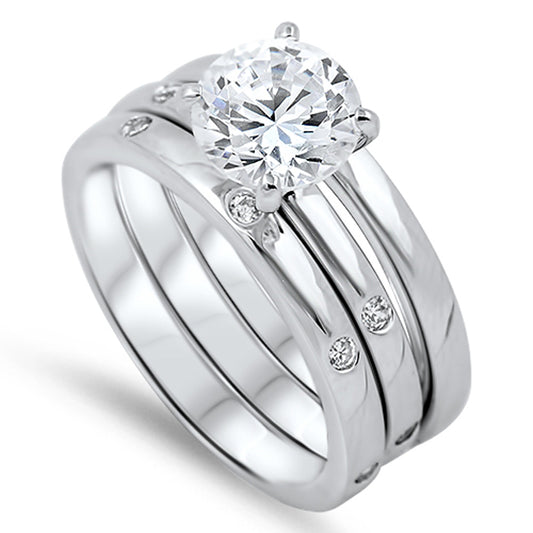 White CZ Polished Elegant Ring New .925 Sterling Silver Band Sizes 5-10