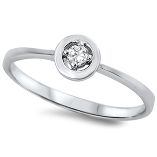 White CZ Polished Simple Style Ring New .925 Sterling Silver Band Sizes 4-9