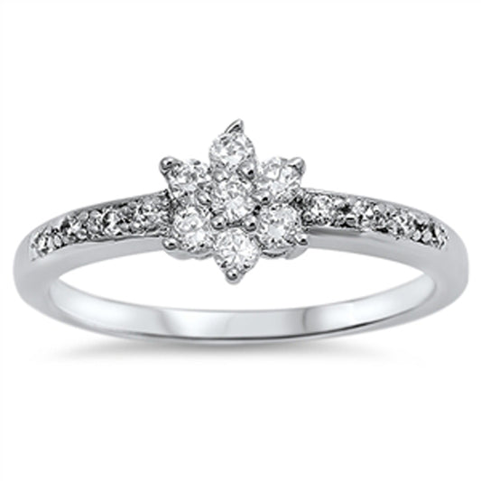 Clear CZ Beautiful Flower Cocktail Ring New .925 Sterling Silver Band Sizes 5-9