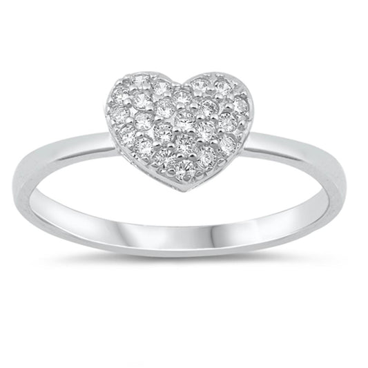 White CZ Heart Friendship Promise Ring New .925 Sterling Silver Band Sizes 5-10