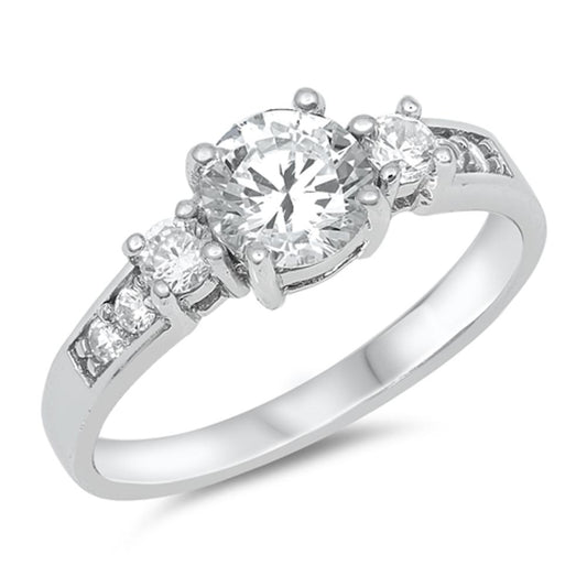 White CZ Elegant Polished Bridal Ring New .925 Sterling Silver Band Sizes 5-11