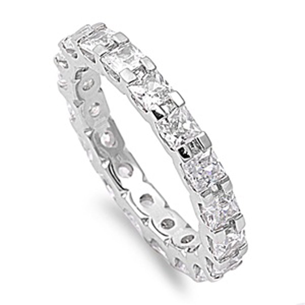 White CZ Polished Stacking Elegant Ring New .925 Sterling Silver Band Sizes 5-10