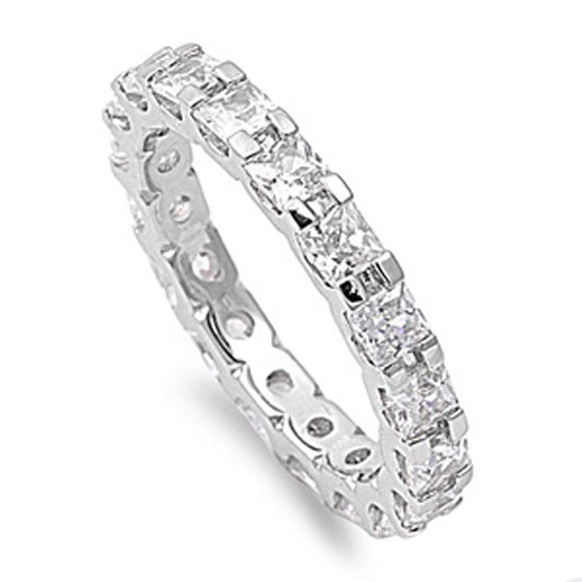 White CZ Polished Stacking Elegant Ring New .925 Sterling Silver Band Sizes 5-10