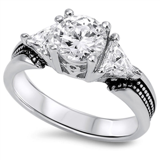 White CZ Fantasy Design Wedding Ring New .925 Sterling Silver Band Sizes 5-10